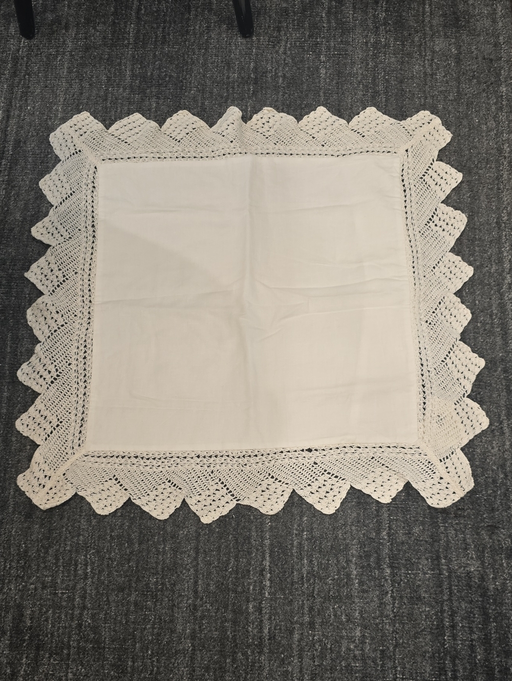 Pair Of Ralph Lauren Cream Crochet-Trim Square Accent Pillow Cover 20x20